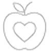 Icon eines Apfels mit Herz als Symbol für gesunde Ernährung und erfolgreiches Abnehmen.