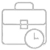 Icon einer Aktentasche mit Uhr als Symbol für zeit-effizientes Personal Training für Berufstätige.