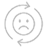 Icon von kreisenden Pfeilen als Symbol für den Jojo-Effekt und endlose Versuche.