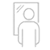 Icon einer Person, die unzufrieden ihr Spiegelbild betrachtet.