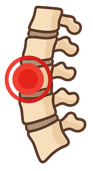 Illustration einer Wirbelsäule mit einem rot markierten Schmerzpunkt als Symbol für chronische Schmerzen, die eine gezielte Schmerzreduktion erfordern.